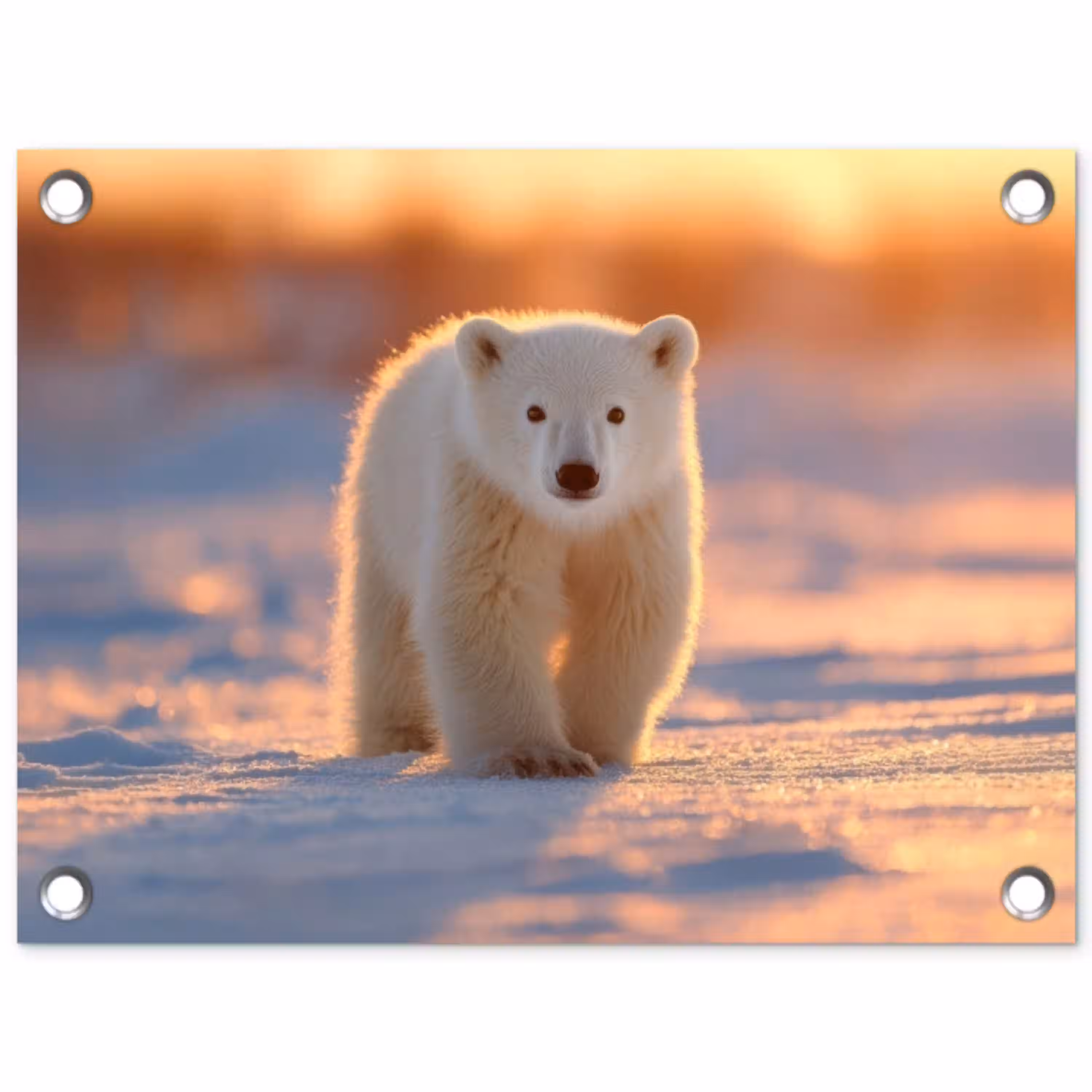 Ijsbeer - Sneeuw - Zonsopgang tuinposter los doek klein -3d