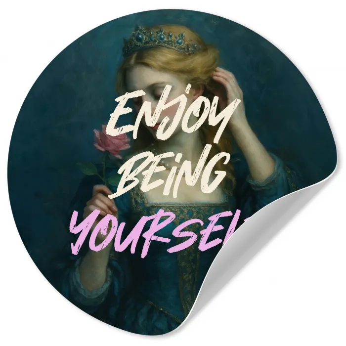 Vrouw - Roos - Quote Wandcirkel behangsticker klein -3d