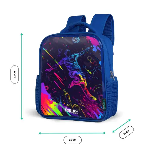 Neon actievolle voetbalspeler Kinderrugzak - Blauw middel -productfoto_formaten