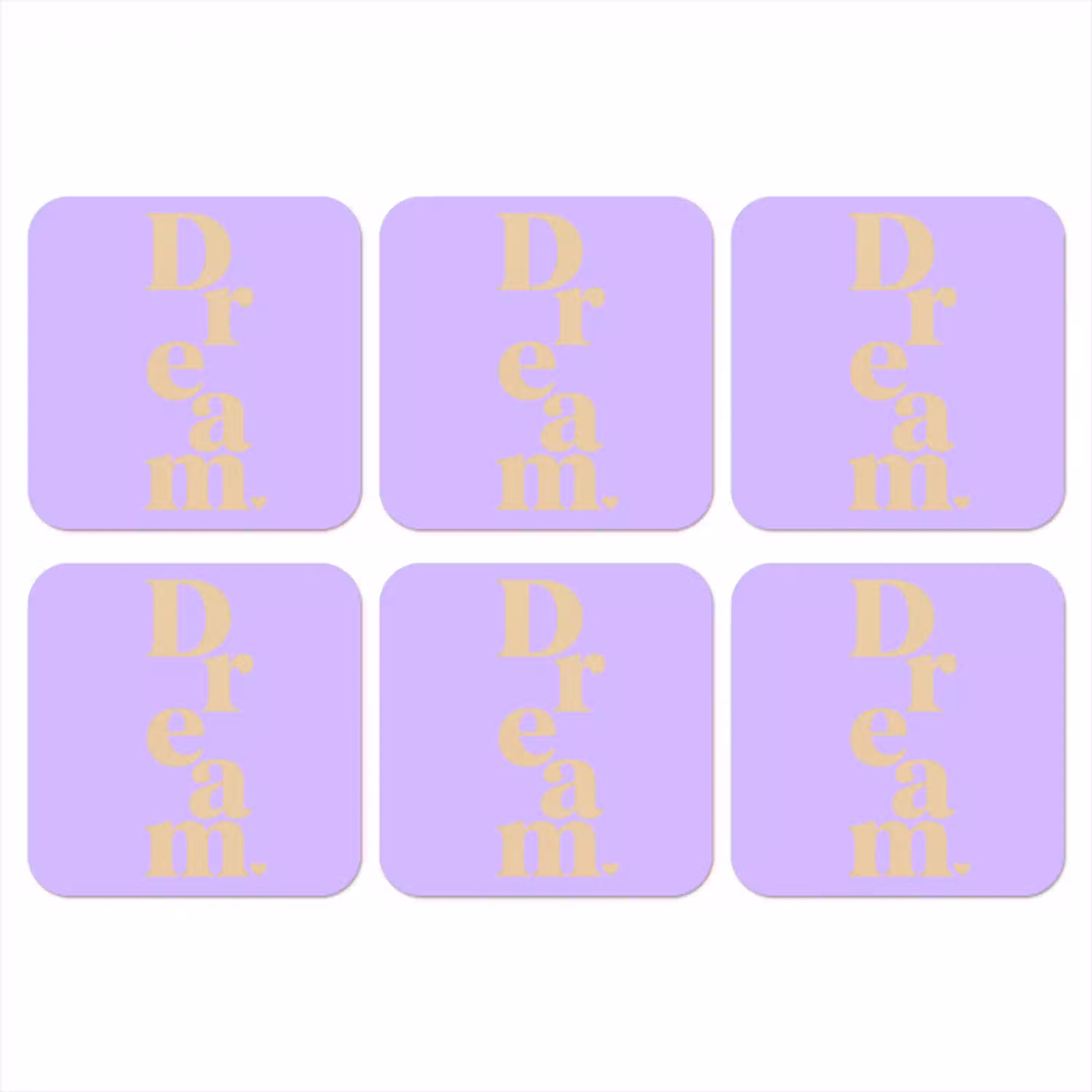Dream - Paars - Typografisch onderzetter kurk middel -3d