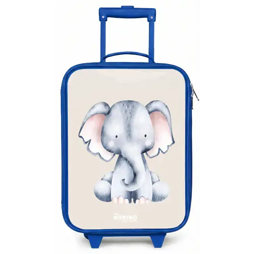 Olifant tekening tegen een beige achtergrond Kinderkoffer - Blauw klein -zz3dotto