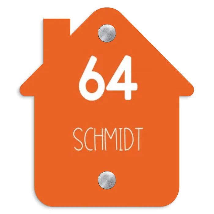 Oranje - Modern Naambord Huisje klein -3d