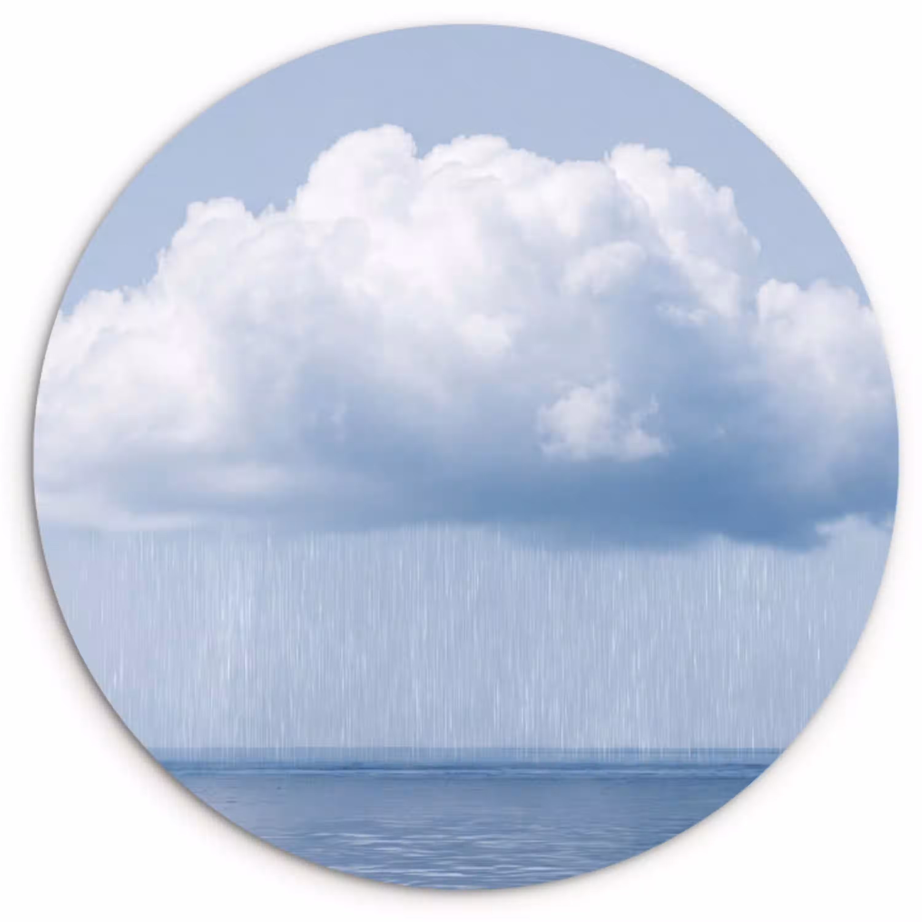 Wolk - Regen - Natuur Wandcirkel kunststof plaat 5mm dik klein -3d