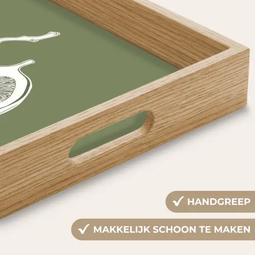 Vijgen - Minimalistisch - Getekend - Mosgroen Dienblad Rechthoek middel -USP_HandgreepNL