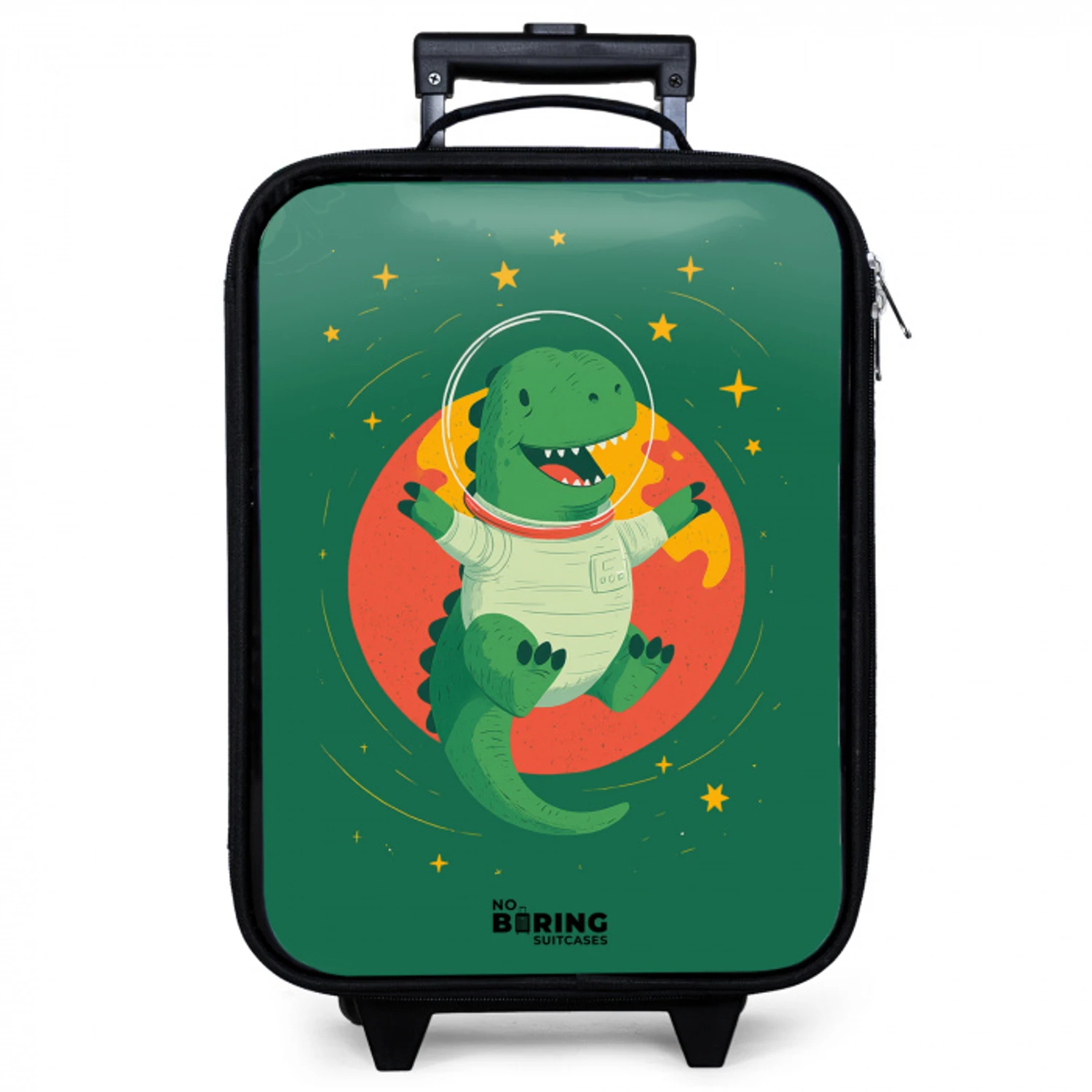 Dino - Planeet - Sterren - Groen Kinderkoffer - Zwart klein -zzz_website3d
