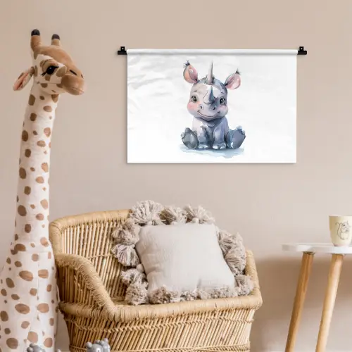 Neushoorn - Baby dier - Dieren Wandkleed katoen klein -wsfeer5_kind