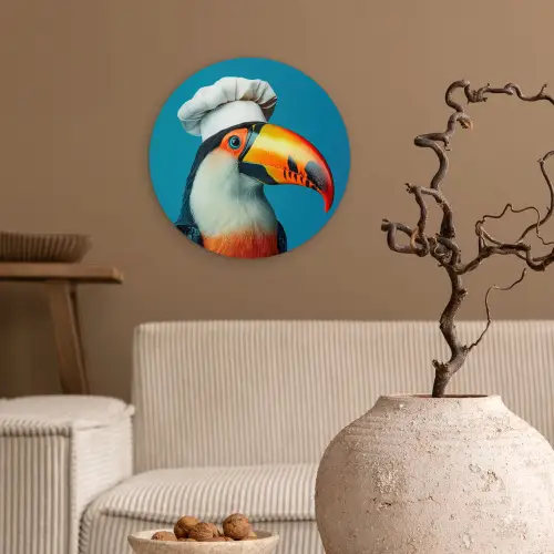 Toekan - Papegaai - Vogel - Koksmuts Wandcirkel plexiglas klein -sfeer1