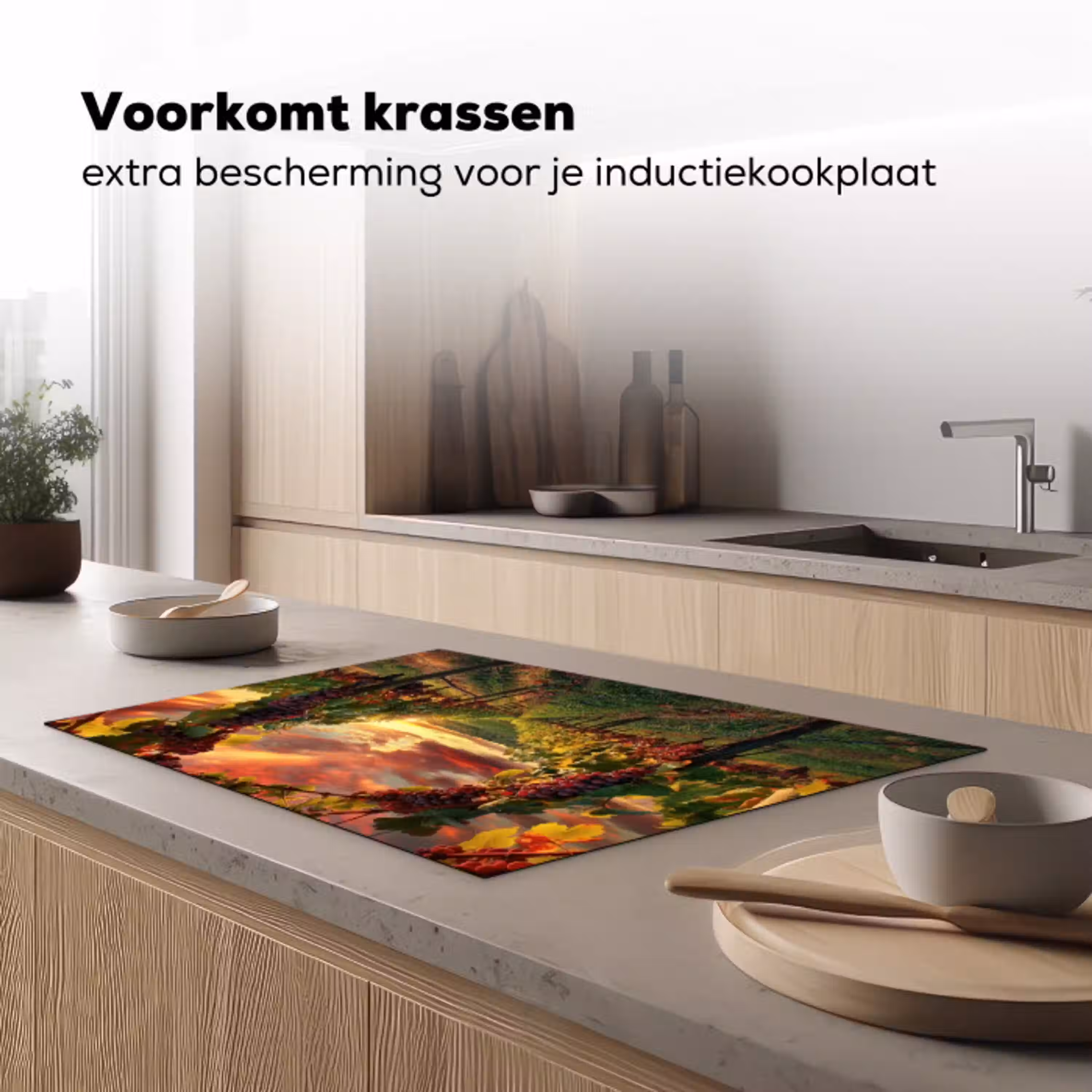 Wijngaard - Druiven - Zonsondergang Inductie beschermer vinyl 3mm klein -sfeer1