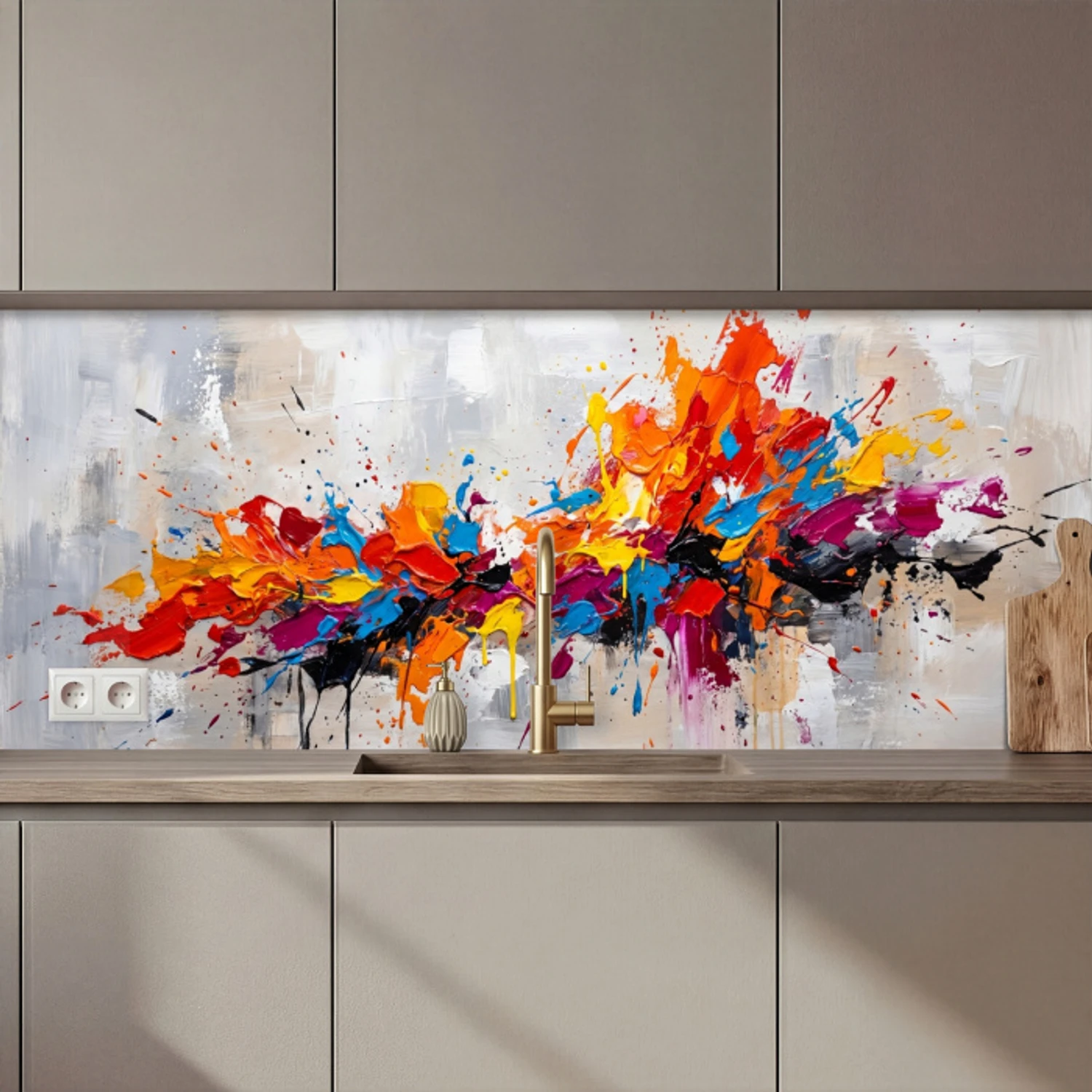 Abstract - Schilderij - Kleurrijk - Dynamisch keuken achterwand 2 middel zz_3dshopping