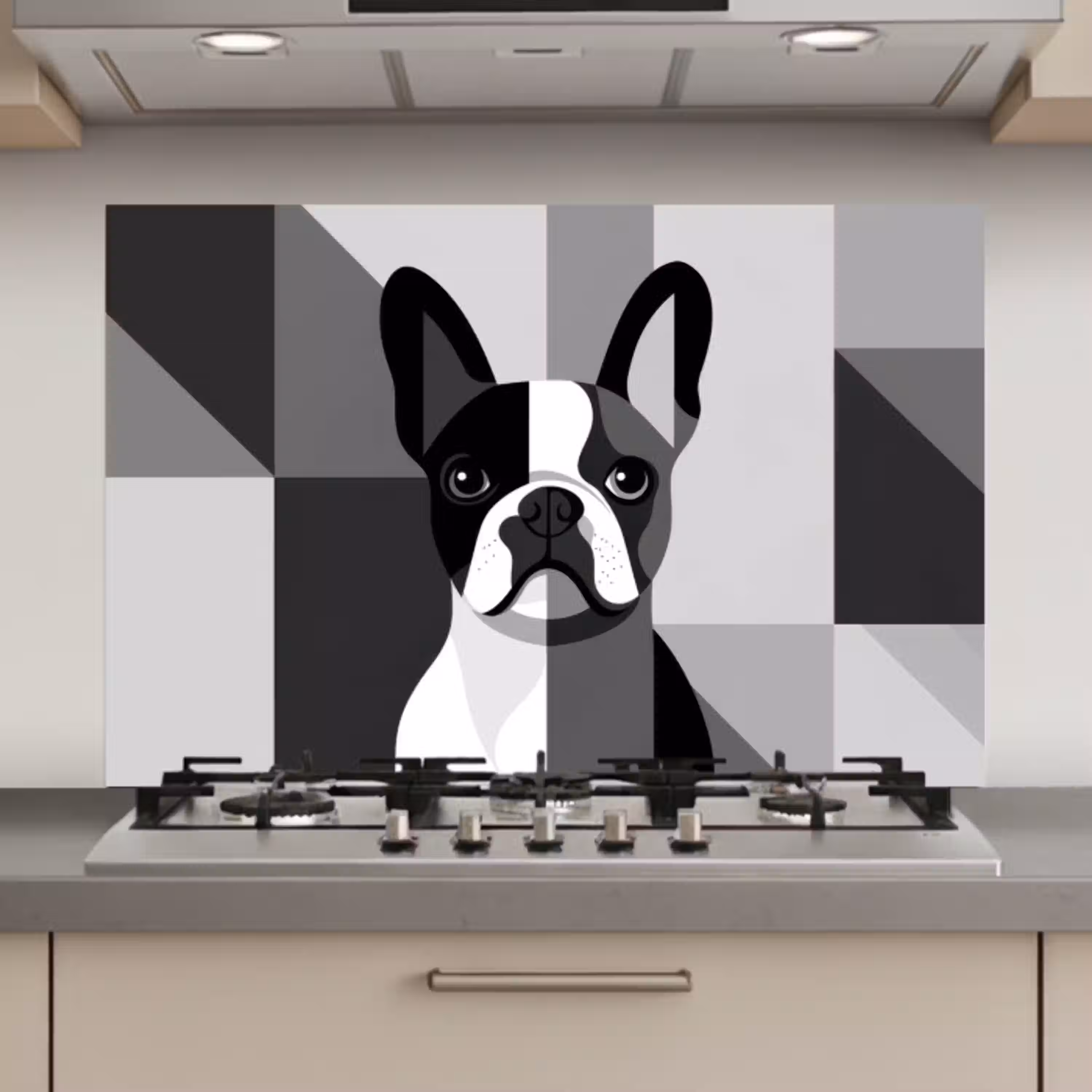 Buldog - Zwart - Abstract - Vlakken keuken achterwand spatscherm klein -3d_website