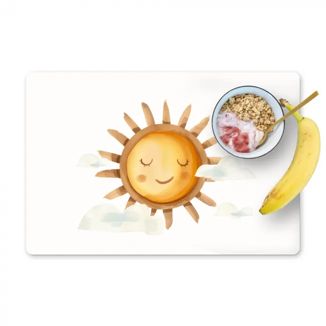 Zon - Wolken - Pastel kleuren Placemat vinyl groot -zzzproduct_Kitchenyeah-website