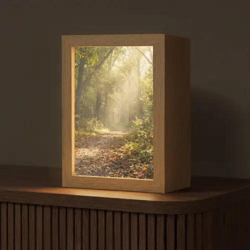 Zonlicht - Bospad - Bomen Light Box met kabel (Tafellamp) klein -z3d_website