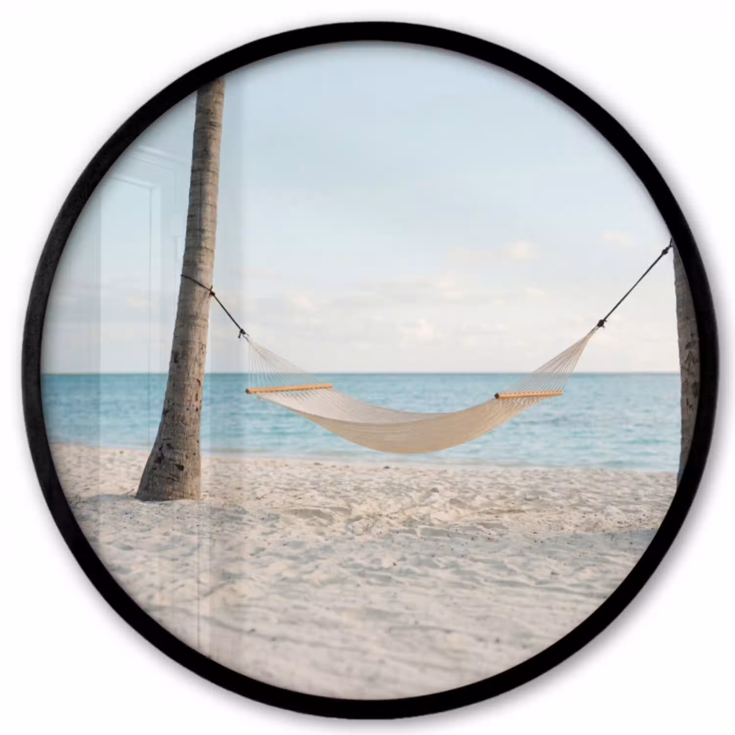 Hangmat - Strand - Wit Fotolijst rond zonder passe partout klein -3d