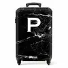 Marmer print - Letter P - Zwart NBS - Handbagage koffer - Kinderen Unisex middel -productfoto_recht