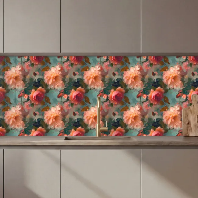 Revestimiento cocina - Rosa - Patrón - Flores