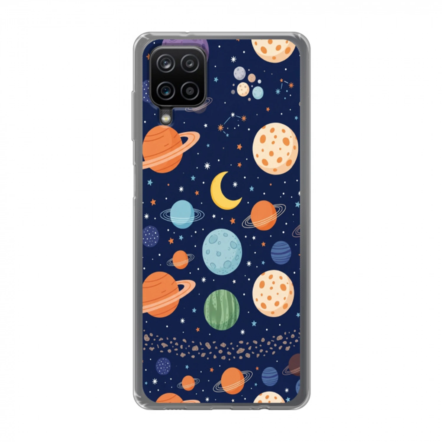 Ruimte - Planeten - Kleurrijk Telefoonhoesje Samsung Galaxy A12 klein -3d