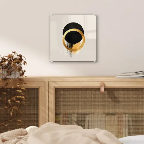 Abstract ontwerp - Zwarte cirkel - Verfvlekken plexiglas 5mm klein -sfeer4
