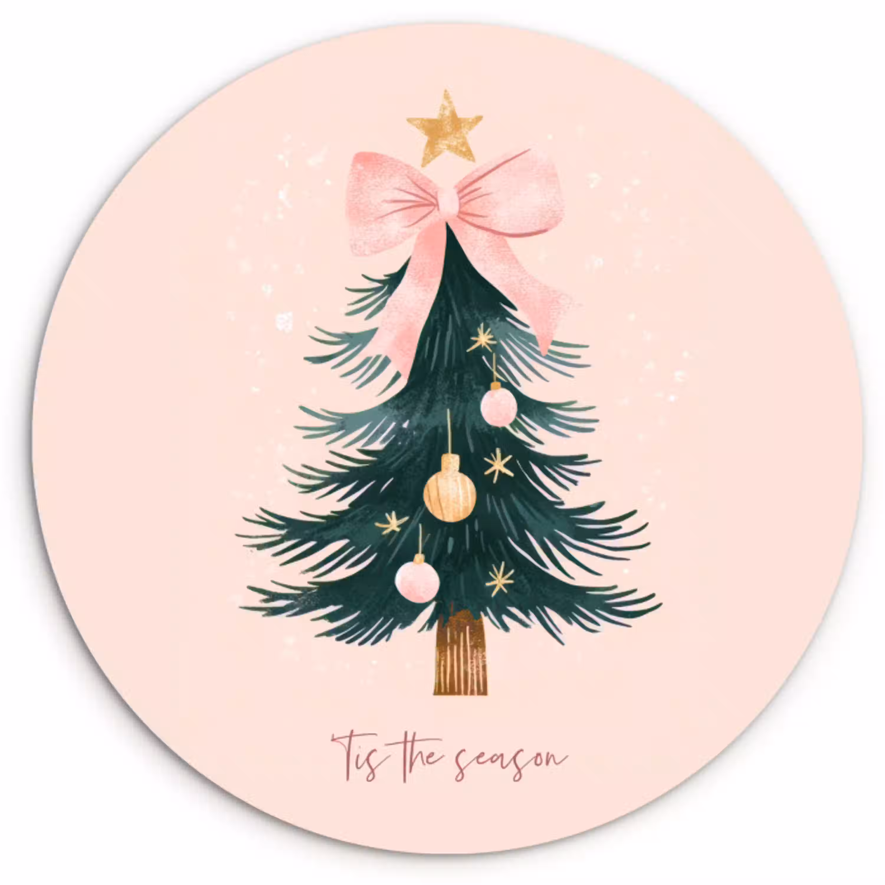 Christmas Season - Kerst - Kerstboom - Roze Wandcirkel kunststof plaat 5mm dik klein -3d