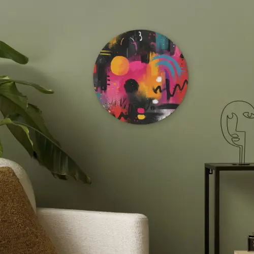 Kleurvlakken - Vormen - Kleurrijk - Abstract Akoestische PET Vilt - Rond klein -sfeer2