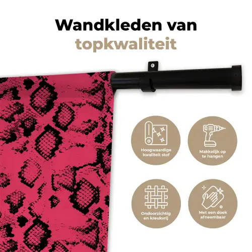 Roze - Slang - Motief Wandkleed katoen klein 269 -sfeer2