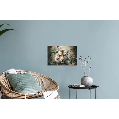 Tijger - Vlinders - Dieren - Jungle - Bloemen Muursticker klein -plant