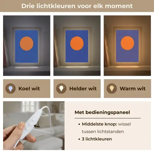 Vorm - Rond - Minimalistisch - Blauw Light Box met kabel (Tafellamp) klein -USP_lichtkleurNL