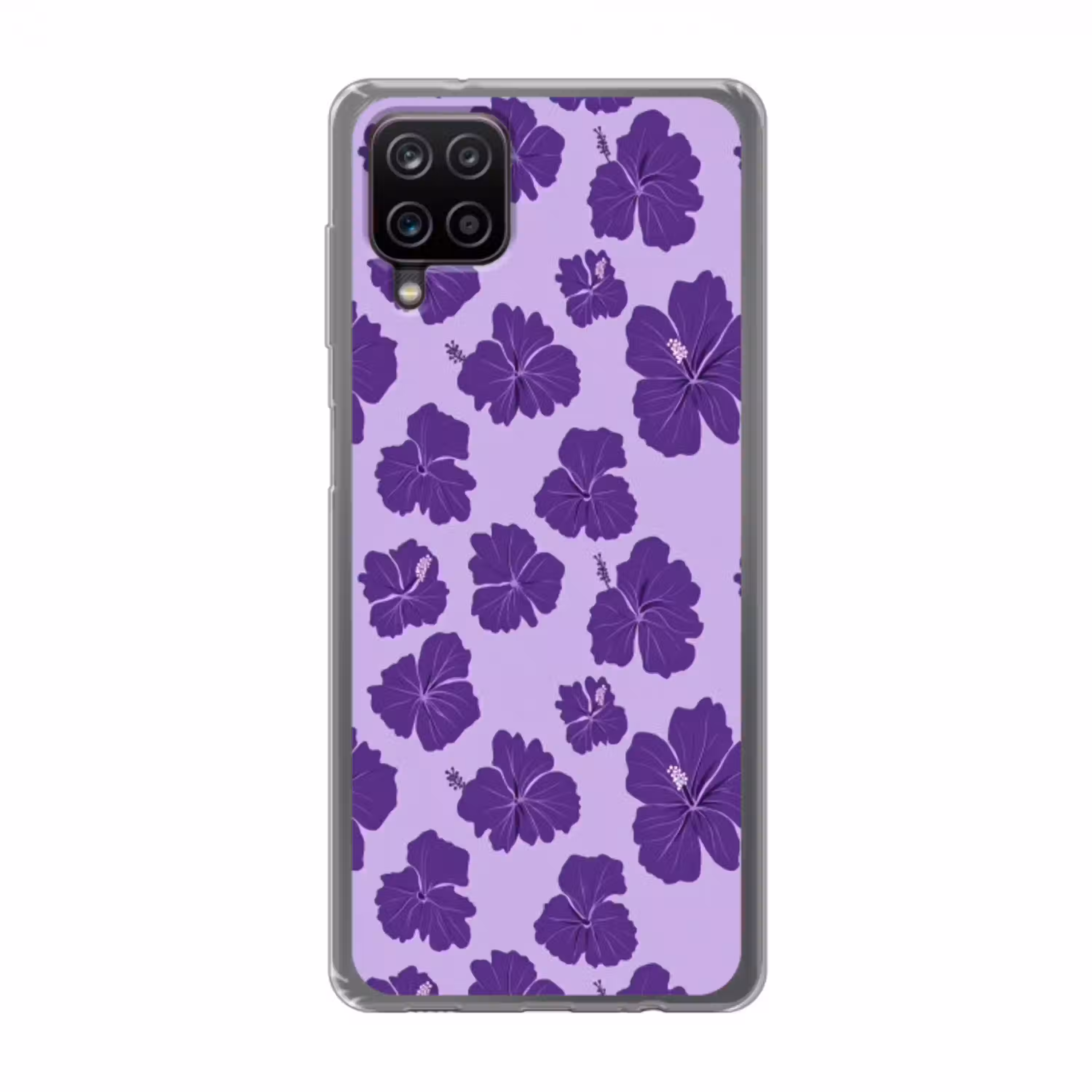Hibiscus - Bloemen - Paars Telefoonhoesje Samsung Galaxy A12 klein 372 -3d