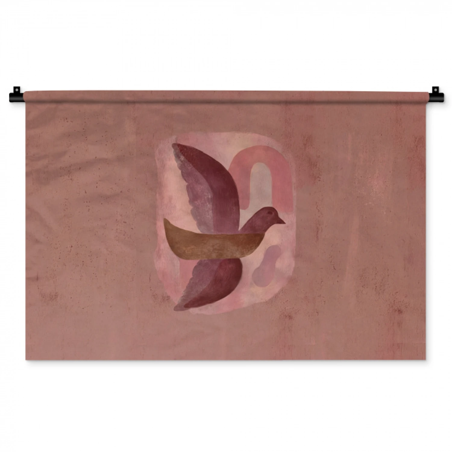 Illustratie - Vogels - Abstract - Roze Wandkleed katoen middel -zz3d