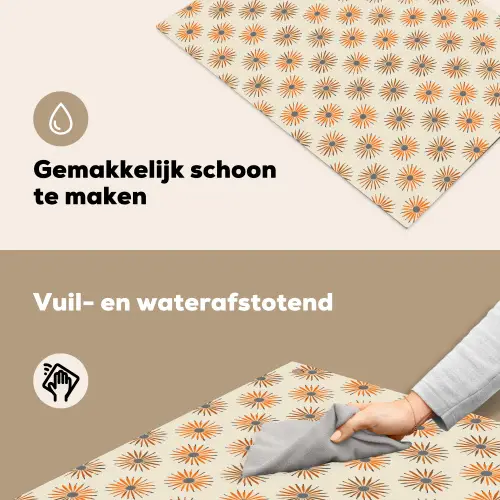 Madelief - Patroon - Oranje Inductie beschemer met haakjes klein 777 -ky-schoon-nl