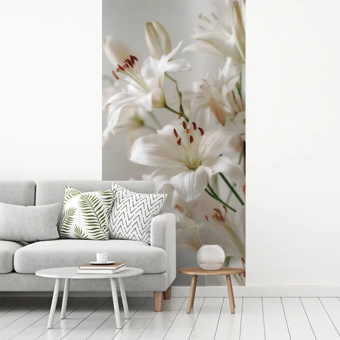 Lelies - Boekte - Wit - Meeldraden fotobehang vinyl groot -woonkamer
