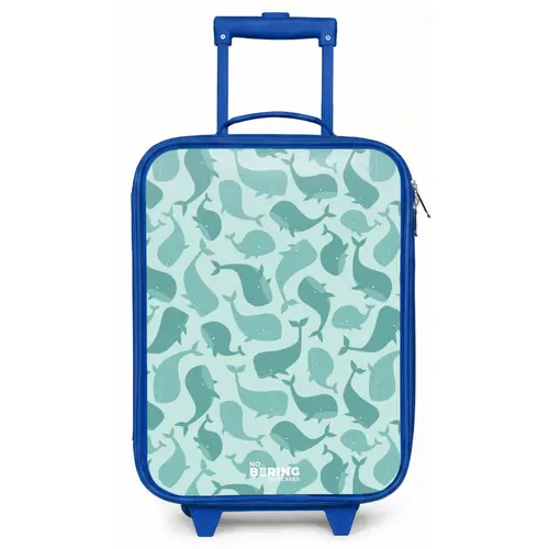 Gestileerde walvissen in tonale zeegroene tinten Kinderkoffer - Blauw klein -zz3dotto