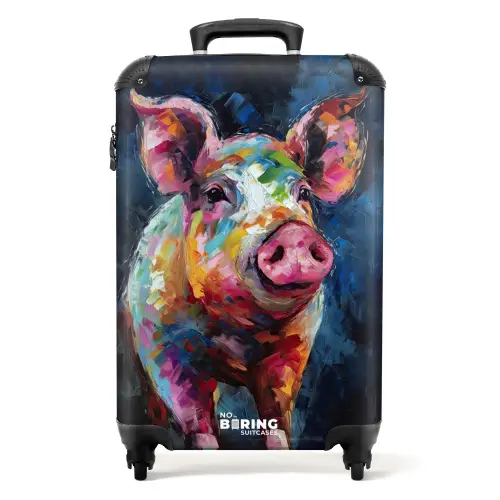 Varken op donkere achtergrond als olieverf kunst NBS - Handbagage koffer - Unisex middel -productfoto_recht