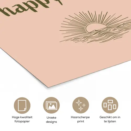 Tuin - Roze - Quote - Zon poster papier klein -closeup_NL