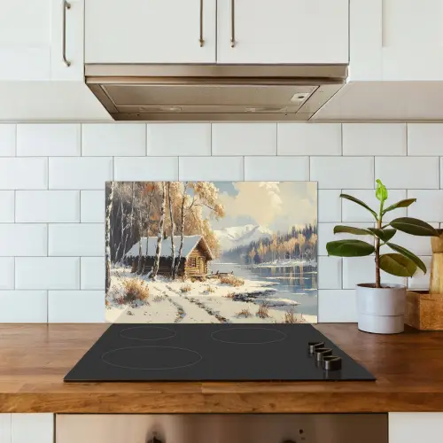 Winter - Sneeuw - Huis - Natuur keuken achterwand spatscherm klein -sfeer2