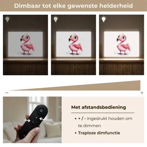 Flamingo - Roze - Water Light Box met batterij (Wandlamp kind) middel -USP_dimbaarNL