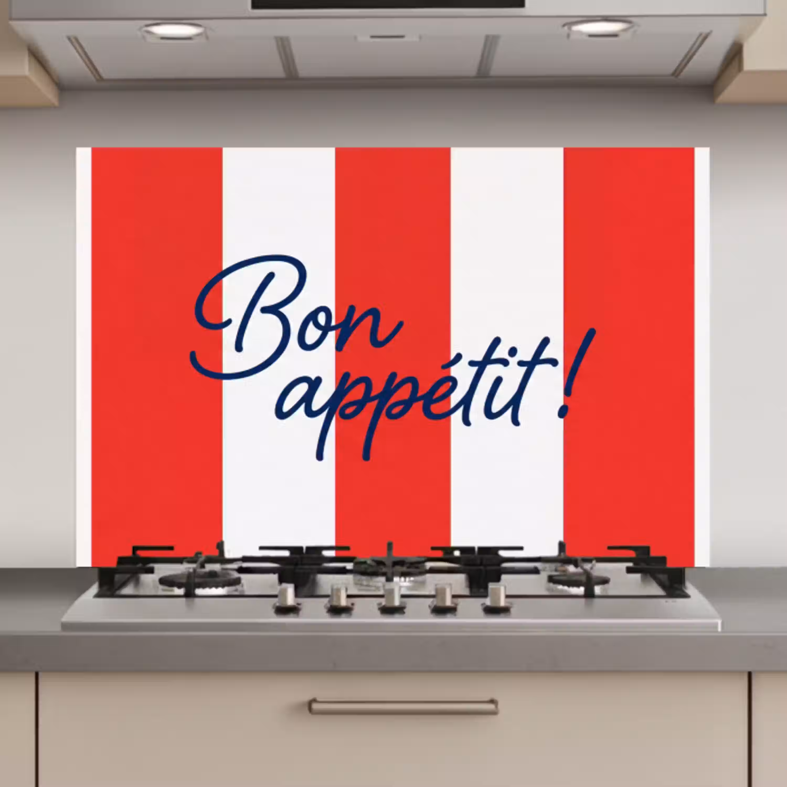 Eten - Spreuk - Keuken - Grafisch - Rood-Wit keuken achterwand spatscherm klein -3d_website