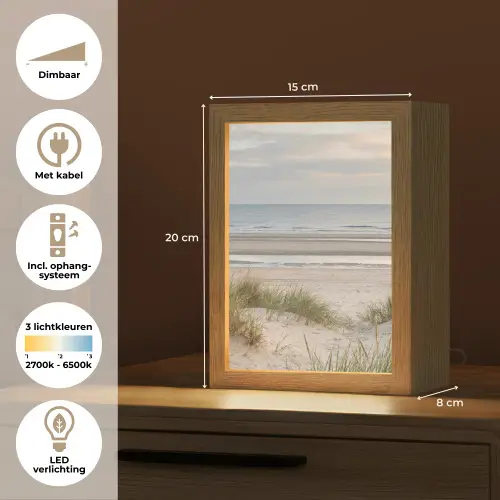 Zandstrand - Bewolkt - Duinen Light Box met kabel (Tafellamp) klein -USP_NL