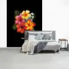 Tropische bloemen in street art stijl fotobehang vinyl groot -slaapkamer