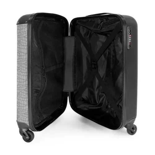 Grijze reptielenhuidstructuur NBS - Handbagage koffer - Volwassenen Unisex middel -binnenkant