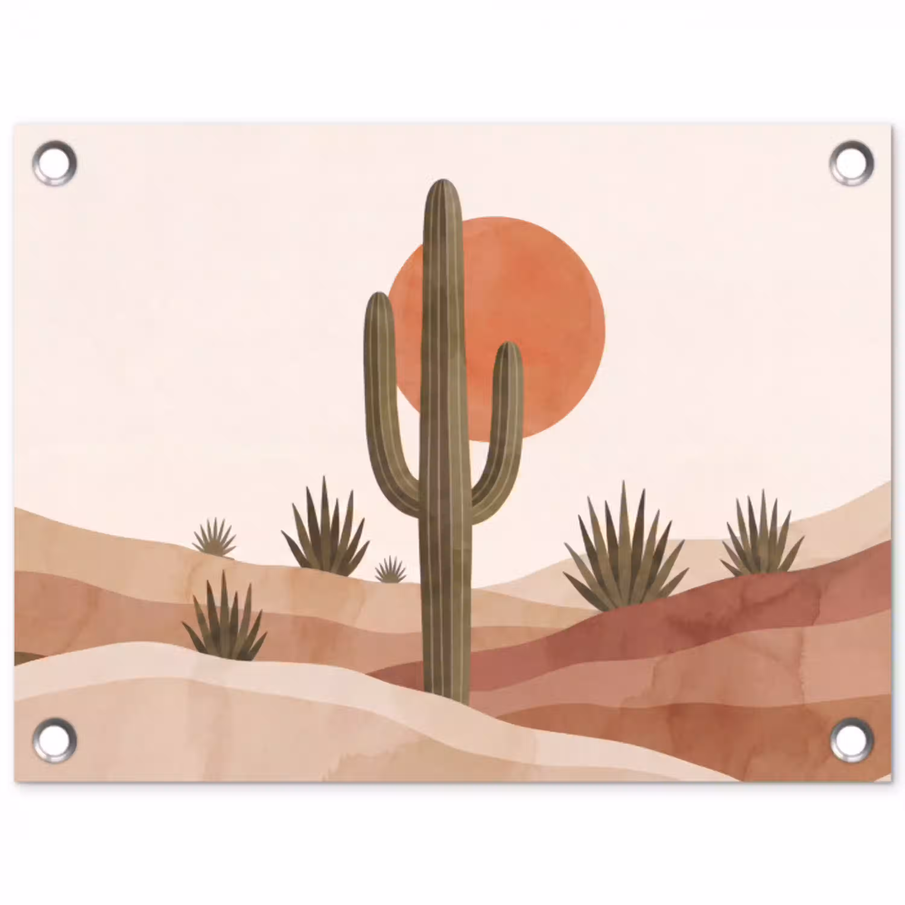 Cactus - Duinen - Modern - Landschap - Groen tuinposter los doek klein -3d