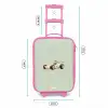 Beige retro raceauto op groene stippen achtergrond Kinderkoffer - Roze klein -productfoto_formaten