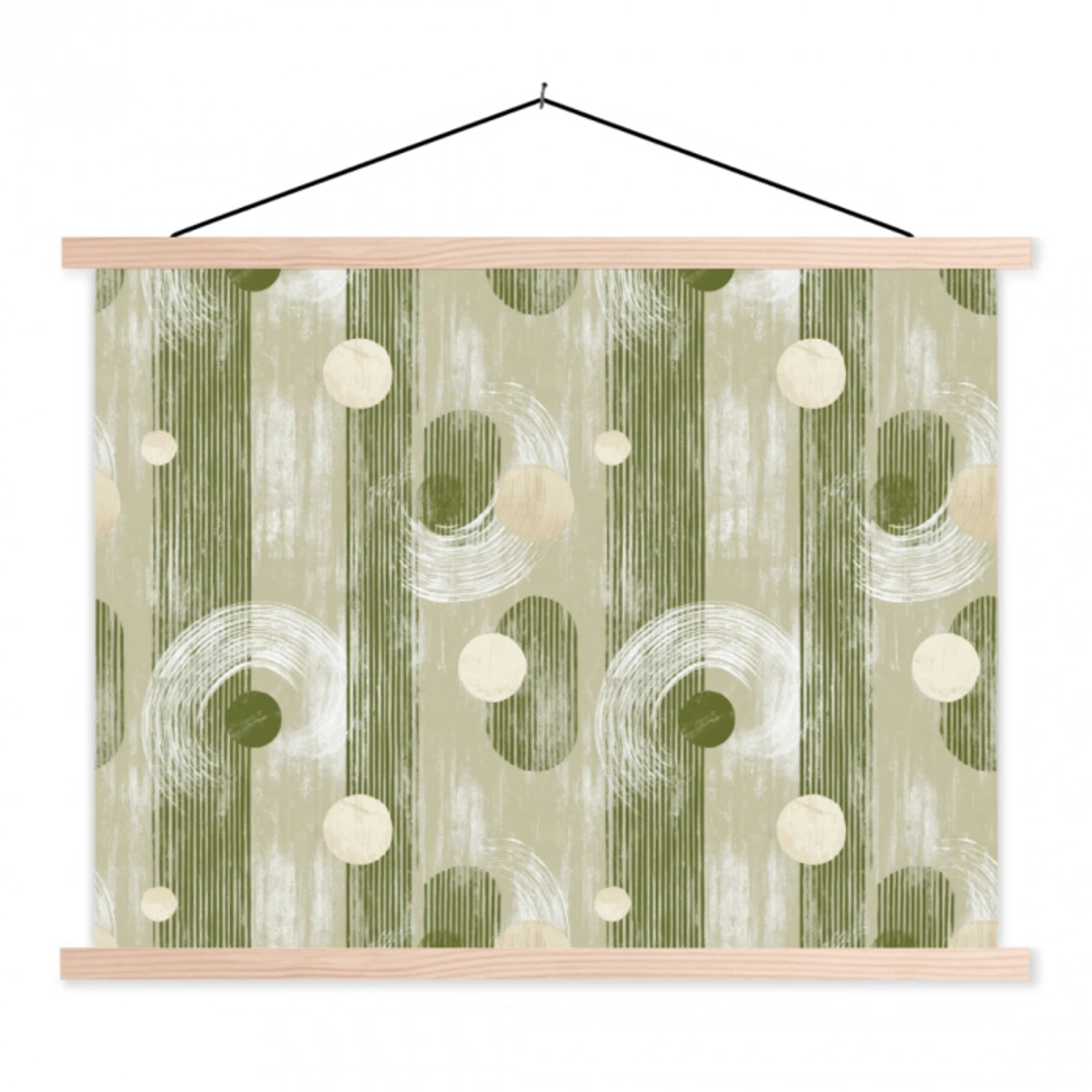 Artistiek - Modern - Groen textielposter latten blank klein 122 -3d