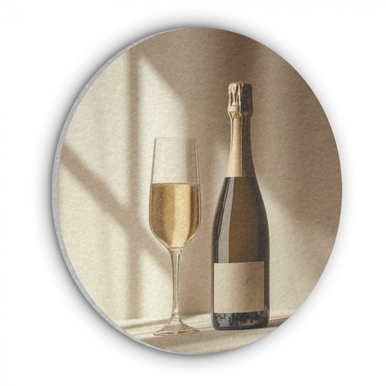 Champagne - Beige - Schaduw - Bubbels Akoestische PET Vilt - Rond klein -3d