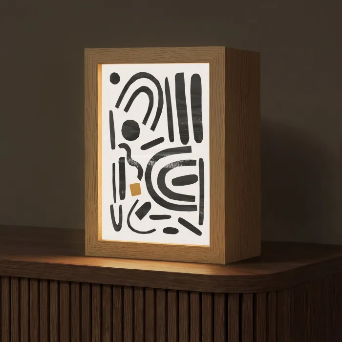 Abstract - Kunst - Vormen - Zwart Light Box met kabel (Tafellamp) klein -z3d_website