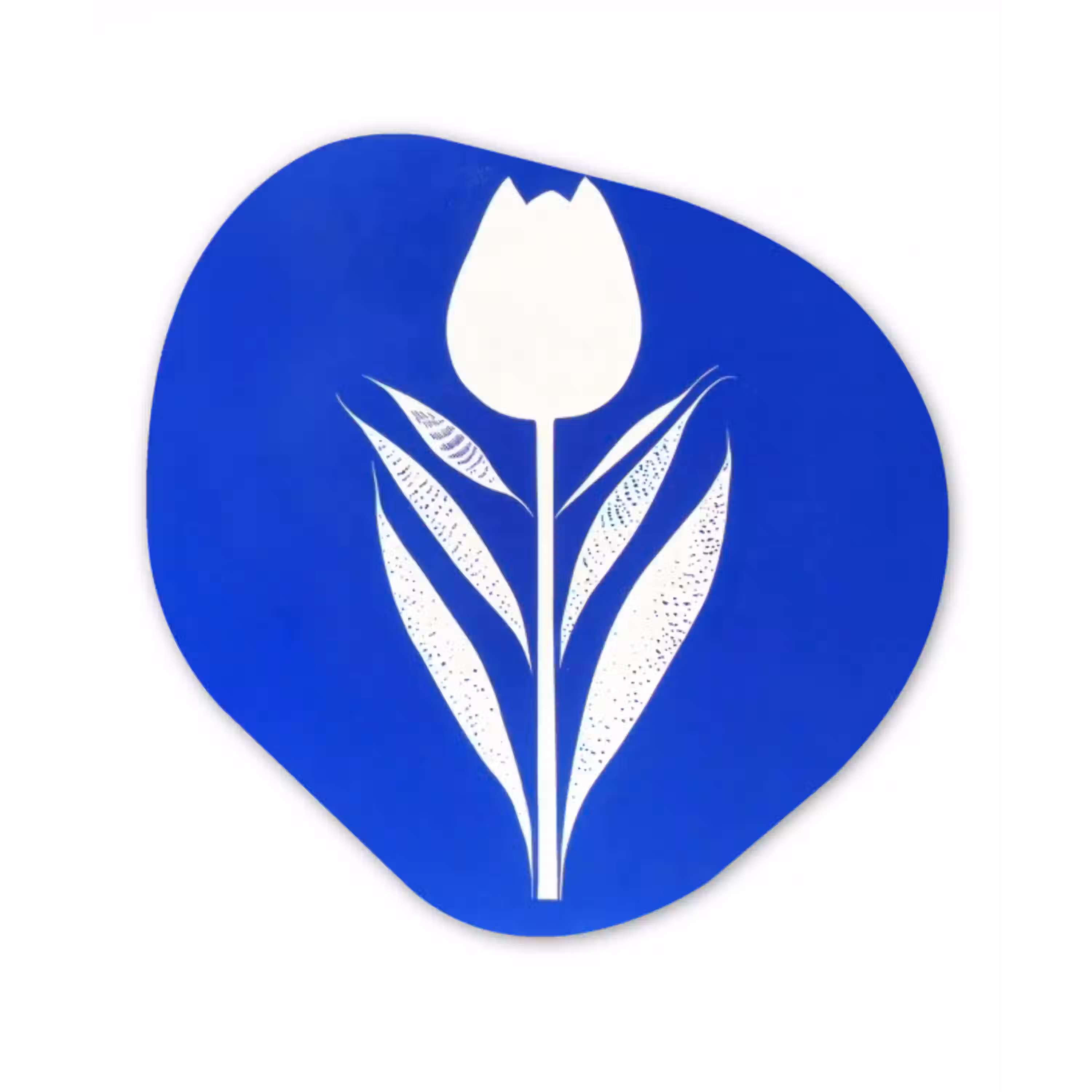 Tulp - Minimalistisch - Bladeren - Wit Wandcirkel Organisch Plexiglas middel -3d