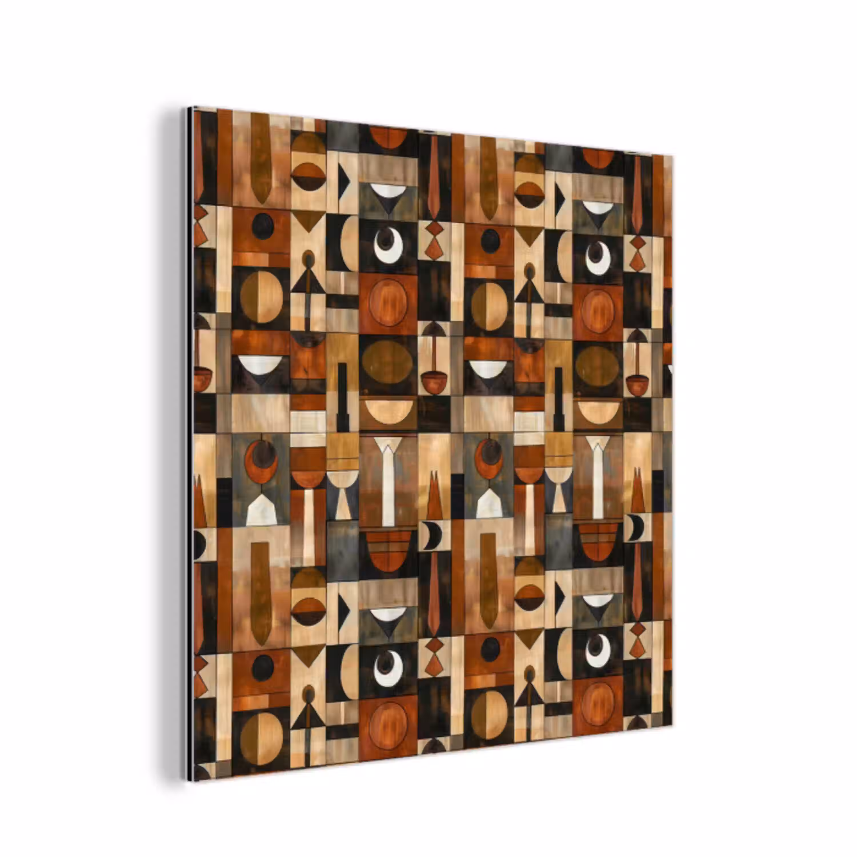 Terracotta - Geometrisch - Mid-Century - Patroon aluminium wit klein 46 -3d