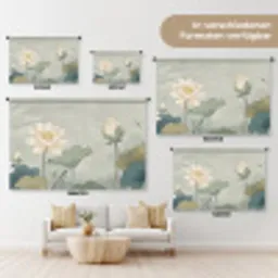 Lotus - Bloemen - Groen Wandkleed katoen klein -tsfeer8_DE