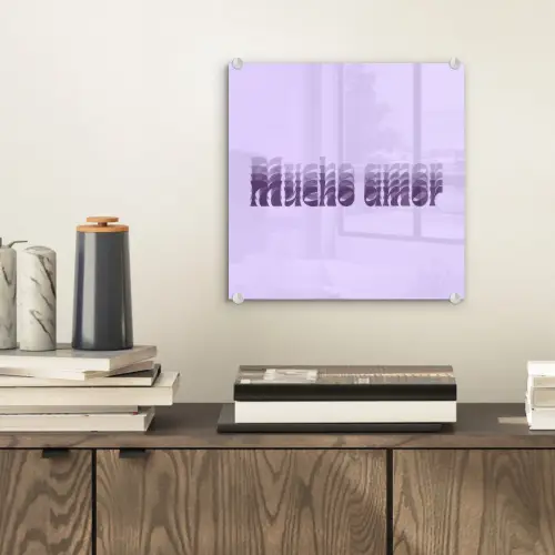 Mucho amor - Paars - Gelaagde letters plexiglas 5mm klein -sfeer1