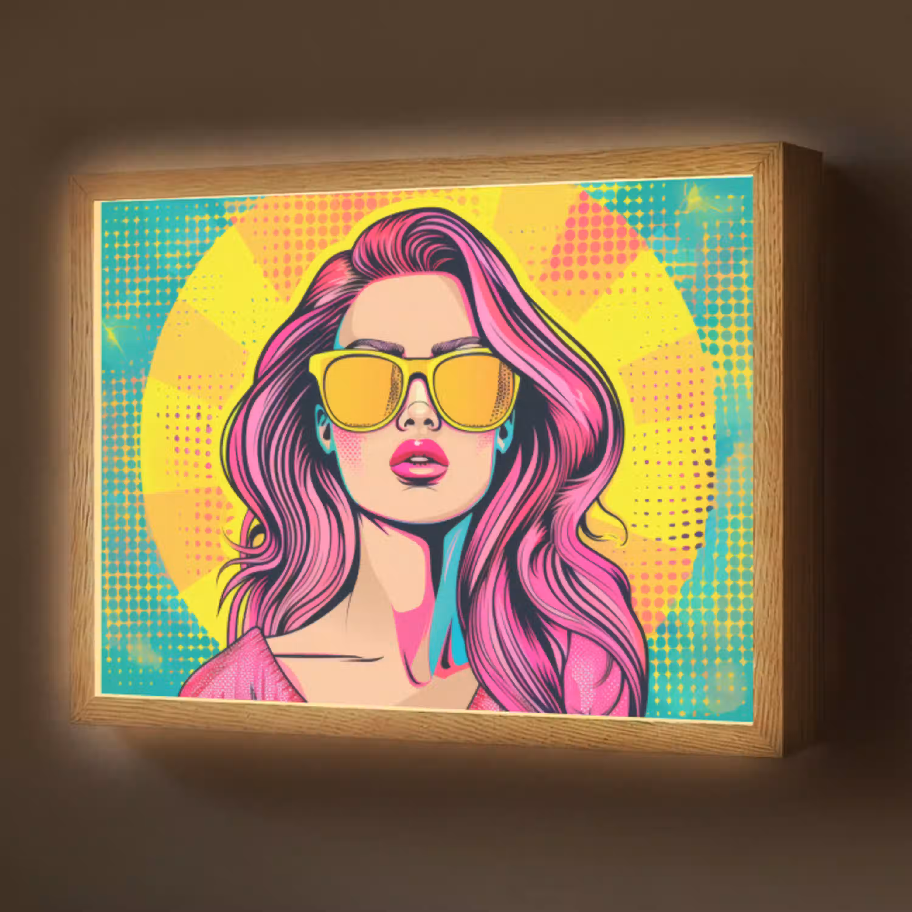 Zonnebril - Vrouw - Zonnig - Geel Light Box met batterij (Wandlamp) middel -z3d_website