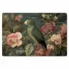 Groene papegaai - Kleurrijke bloemen - Donkere achtergrond Placemat vinyl groot -zzsfeer1_Kitchenyeah-website